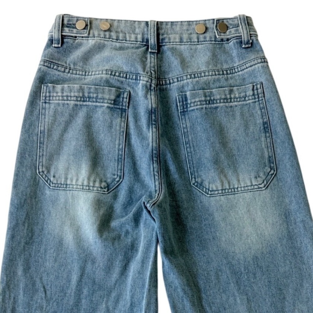 Charlotte Russe Light Wash Seamed Baggy Jeans High Rise Wide Leg Small - Picture 10 of 12
